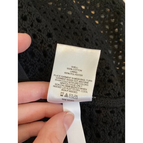 Express Maxi Tank Dress Small Crochet Open Knit Racerback Beach Boho Black Y2K - Picture 7 of 14